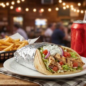 #24 - Chicken Or Lamb Gyro + Fries + Free Can Soda