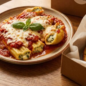 #6 - Manicotti Ravioli Or Stuffed Shell Gralic Bread + Can of Soda
