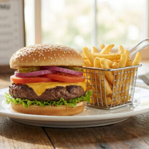 #11 -  1/2 Pound Cheeseburger + Fries + Can of Soda