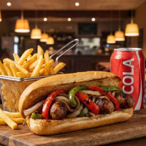 #15 - Grilled Sausage,onion& Peppers Sub+ Fries + Free Can of Soda