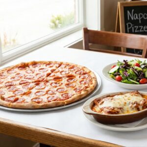 #8 - 16"  Pizza + 1 Topping + 1 lasanga + House Salad Medium + Gralic Bread +  2 Liter Soda