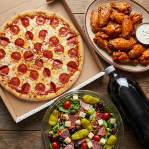 #14 - 18" Pizza + 1 Topping + 20 Wings + Antipasto Or Chef Salad + (1) 2 Liter Soda
