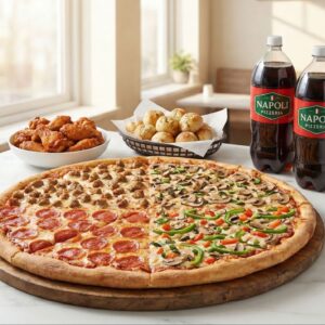 #19 - 36" Pizza + 4 Topping Combo+ 40 Wings + Garlic Balls+ (2) 2 Liter Soda