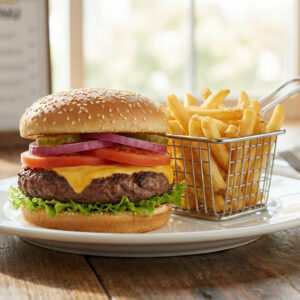 #11 -  1/2 Pound Cheeseburger + Fries + Can of Soda