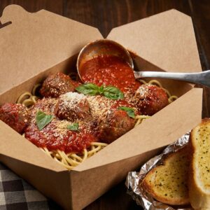 #9 - Spaghetti & Meatballs Or Sausage + Garlic Bread + Soda